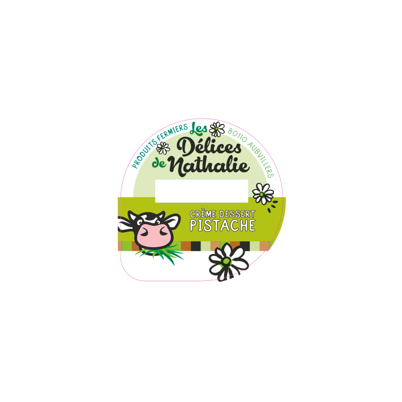 Opercule DELICES DE NATHALIE 68.3 ALU Crème Dessert Pistache sc.PP/PS