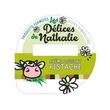 Opercule DELICES DE NATHALIE 68.3 ALU Crème Dessert Pistache sc.PP/PS