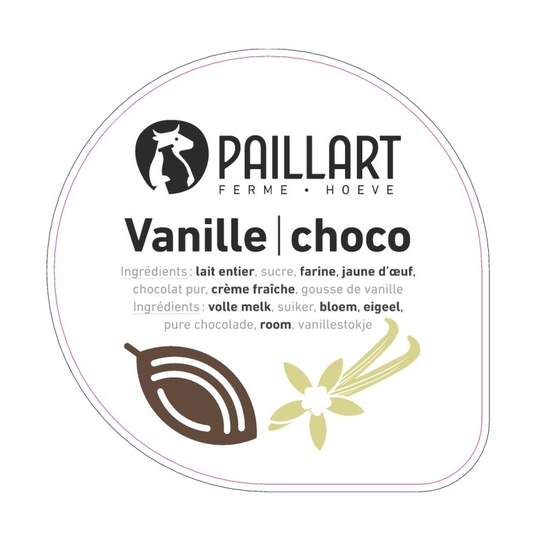 Opercule FERME DU PAILLART 68.3 ALU Vanille Chocolat scel PP/PS/PET 5c