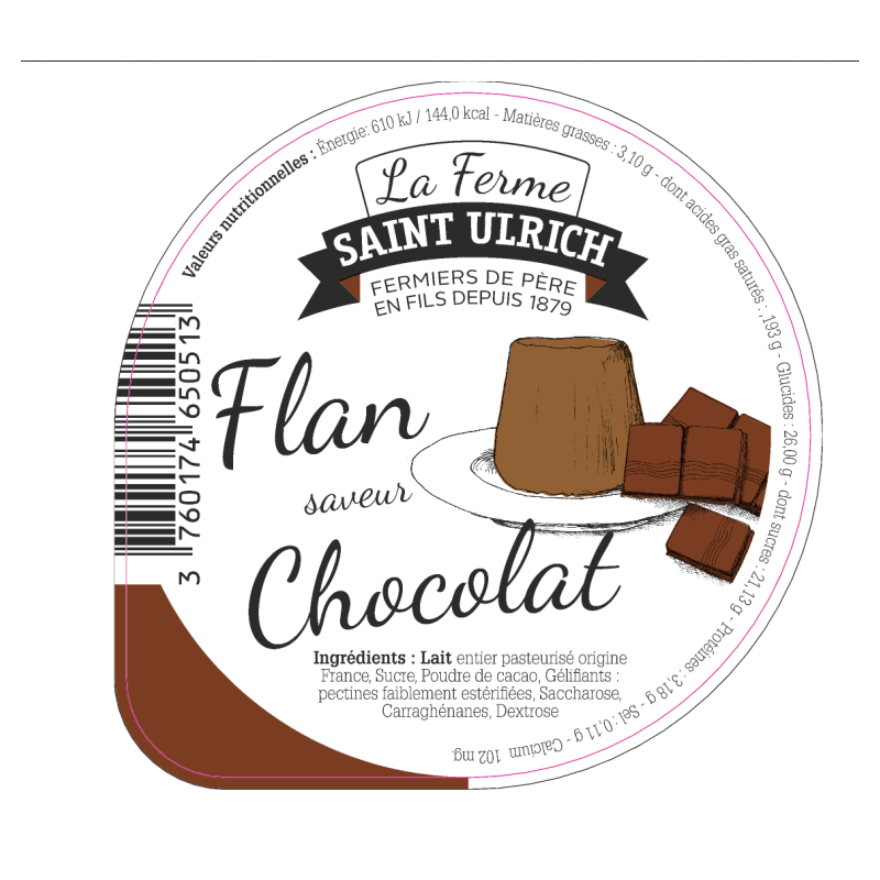 Opercules ST ULRICH 68.3 ALU flan chocolat 4cl code barre V3