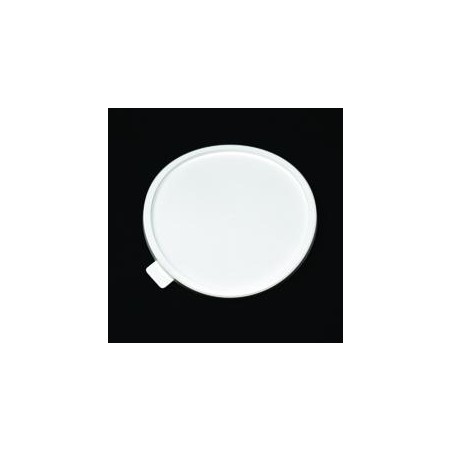 Couvercle PE injecté Ø128 coiffant blanc avec languette