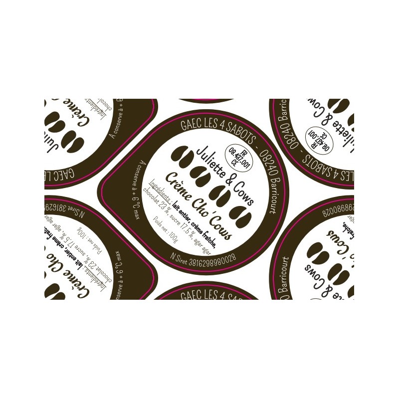 Opercules 68.3 mm alu 38 coex 15,4 SABOTS Crème Chocol sc pot carton